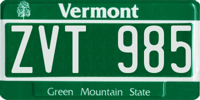 VT license plate ZVT985