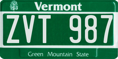 VT license plate ZVT987