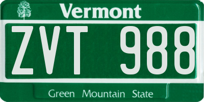 VT license plate ZVT988