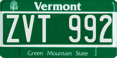 VT license plate ZVT992