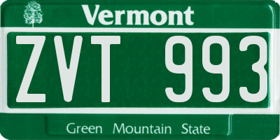 VT license plate ZVT993