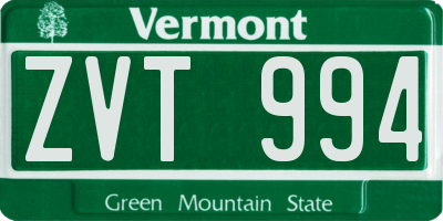 VT license plate ZVT994