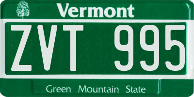 VT license plate ZVT995