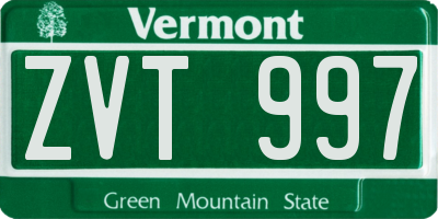 VT license plate ZVT997