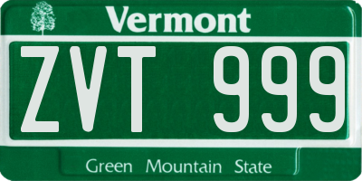VT license plate ZVT999