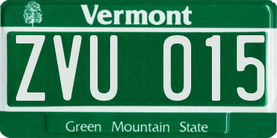 VT license plate ZVU015