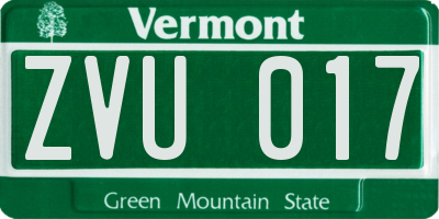 VT license plate ZVU017