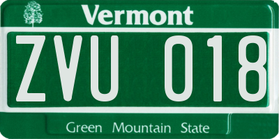 VT license plate ZVU018