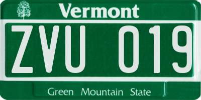 VT license plate ZVU019