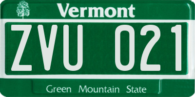 VT license plate ZVU021