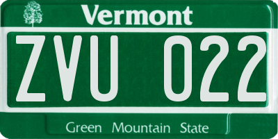 VT license plate ZVU022