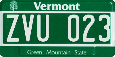 VT license plate ZVU023