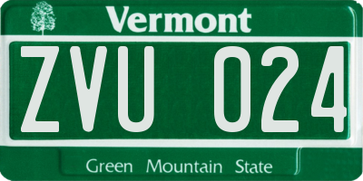VT license plate ZVU024