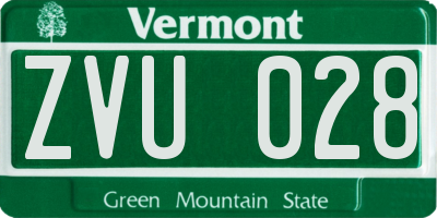VT license plate ZVU028