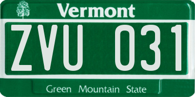 VT license plate ZVU031