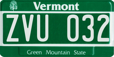 VT license plate ZVU032