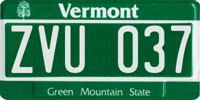 VT license plate ZVU037