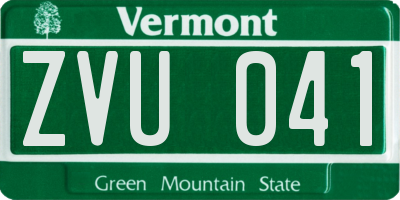VT license plate ZVU041