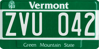 VT license plate ZVU042