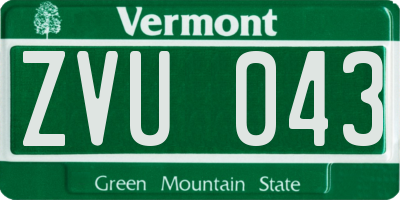 VT license plate ZVU043