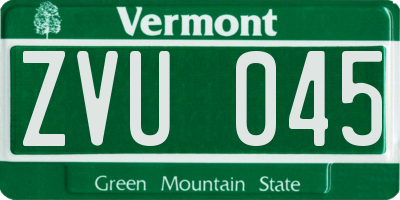 VT license plate ZVU045
