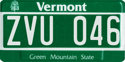 VT license plate ZVU046