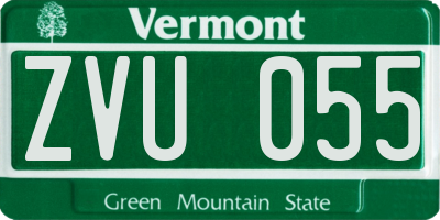 VT license plate ZVU055