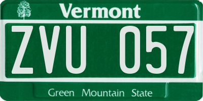 VT license plate ZVU057