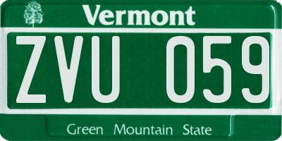 VT license plate ZVU059