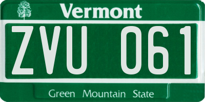 VT license plate ZVU061