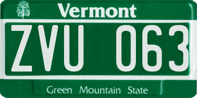 VT license plate ZVU063
