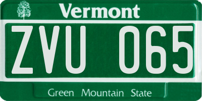 VT license plate ZVU065
