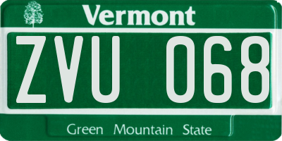 VT license plate ZVU068