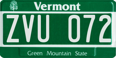 VT license plate ZVU072