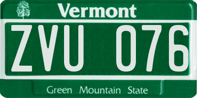 VT license plate ZVU076