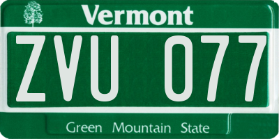 VT license plate ZVU077