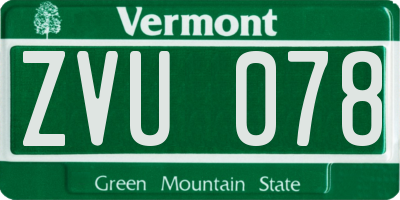 VT license plate ZVU078