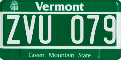 VT license plate ZVU079