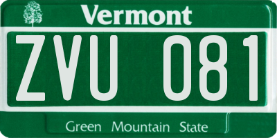 VT license plate ZVU081