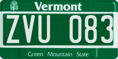 VT license plate ZVU083