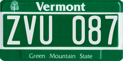 VT license plate ZVU087