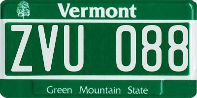 VT license plate ZVU088