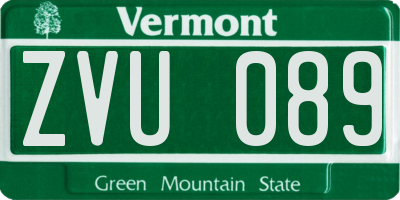 VT license plate ZVU089