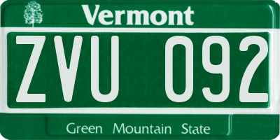 VT license plate ZVU092