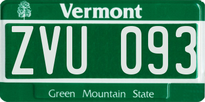 VT license plate ZVU093
