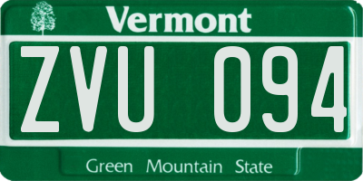 VT license plate ZVU094