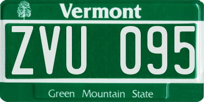 VT license plate ZVU095