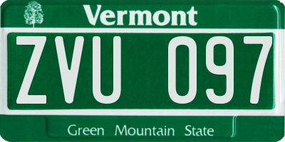 VT license plate ZVU097