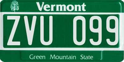 VT license plate ZVU099