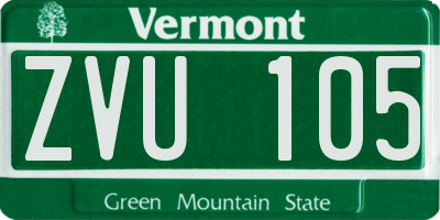 VT license plate ZVU105